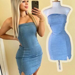 Vestido straple de mezclilla